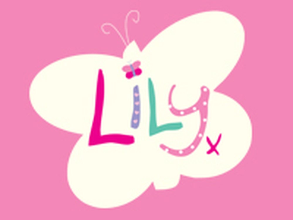 Lily Foundation logo inside a white butterfly on a pink background