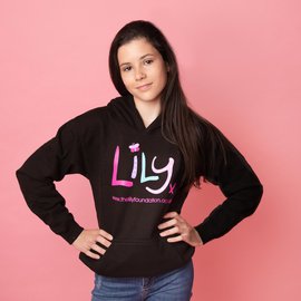 Children's Black Hoodie with Colour Logo