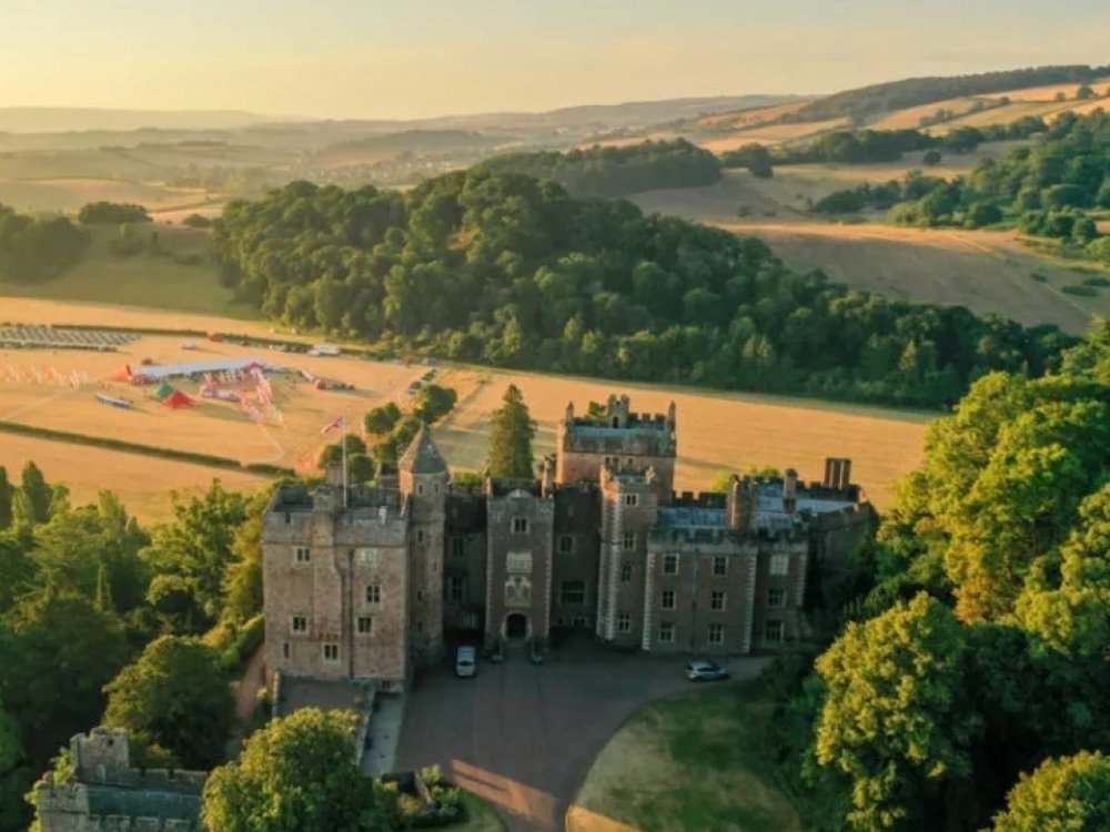 South West Coast 50 Ultra Challenge 2025 - Aerial view of the start of the South West Coast Path Ultra Challenge at Dunster Castle