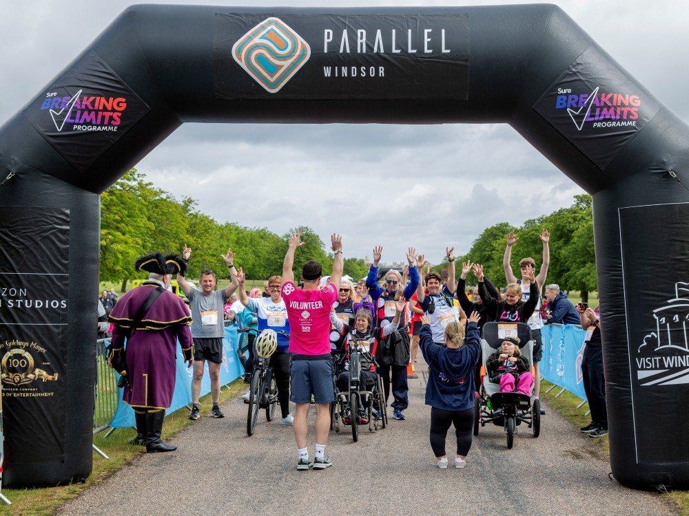 Parallel Windsor 2026 - A group of participants of varying ages and physical abilities lined up at the Parallel Windsor inclusive event