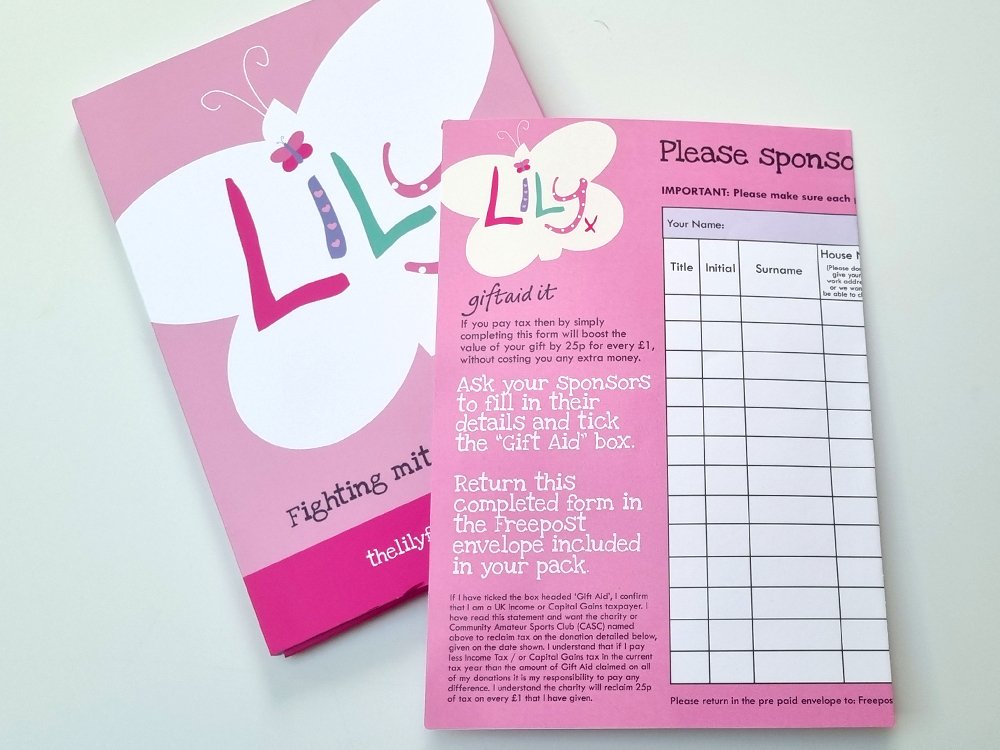 Pink Lily branded sponsorship form