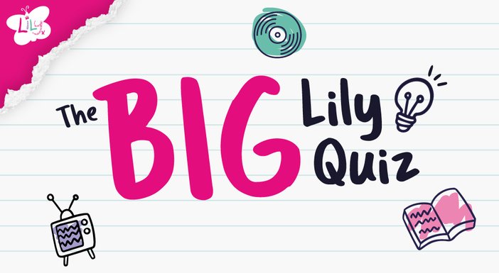 Big Lily Quiz handwritten logo with hand-drawn illustrations