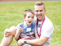 Lily Foundation fundraiser Neil Harper with his friend James, 8, who has mitochondrial disease