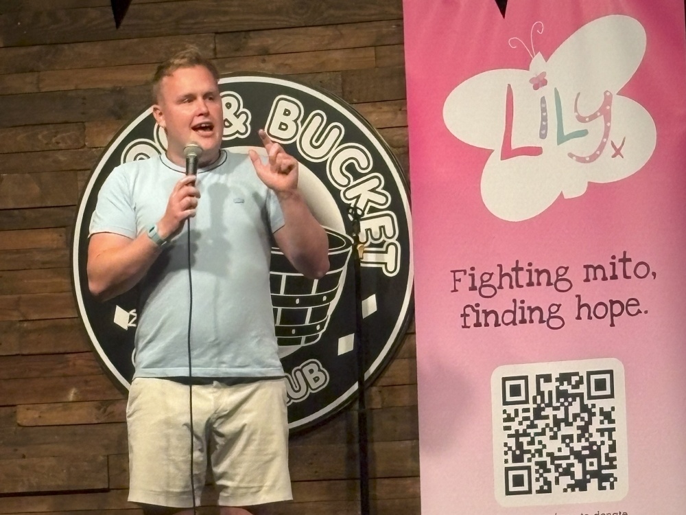Josh Jones, headline at act Lily Comedy Night, on stage
