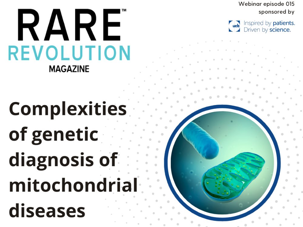 Graphic advert for the Rare Revolution revinar on mitochondrial disease diagnosis
