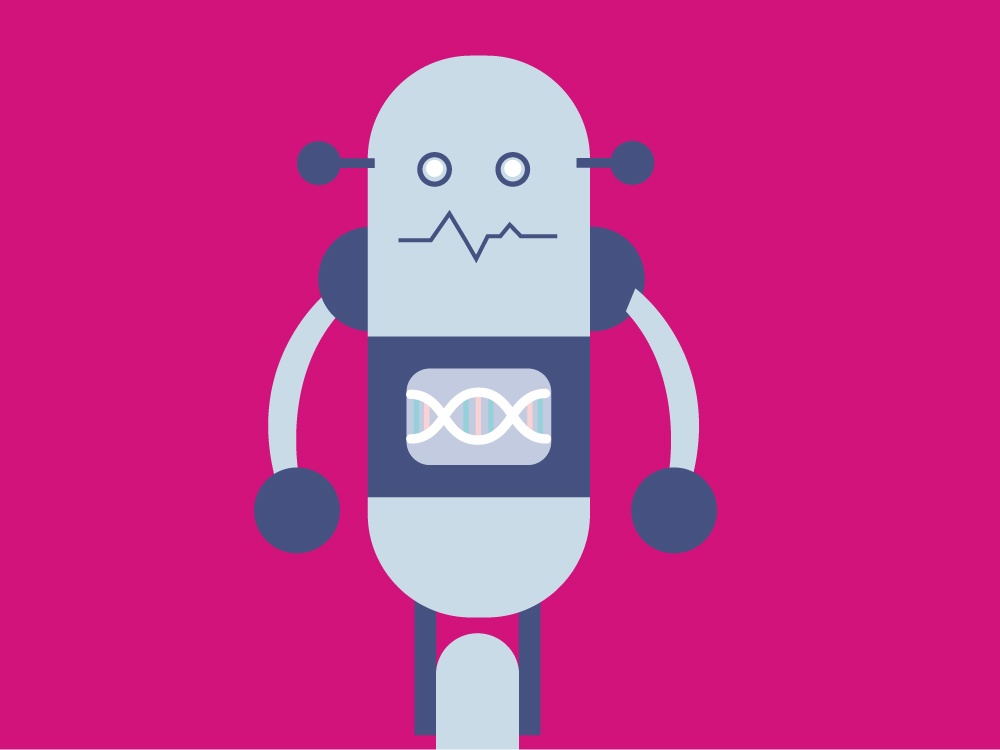 Graphic illustration of a robot in an AI situation