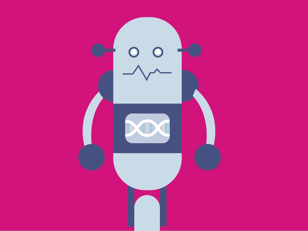 Graphic illustration of a robot in an AI situation